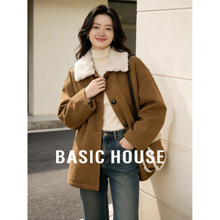 百家好加厚白鸭绒羽绒服女冬季2025新款中长款焦糖色翻领保暖外套