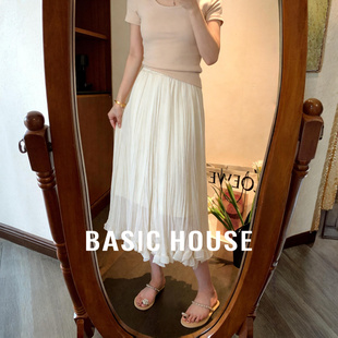 新款 百家好白色网纱半身裙女2026春季 荷叶边蛋糕纱裙 House Basic