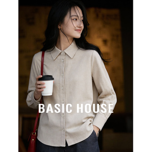 女新款 百家好纯色绵羊毛衬衫 简约内搭叠穿打底上衣 House Basic