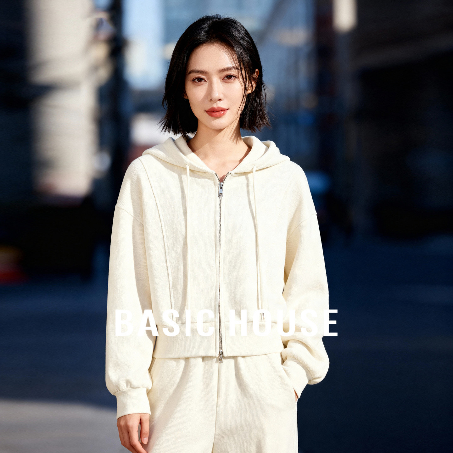 Basic House/百家好莱赛尔休闲运动套装秋新款休闲卫衣裤子两件套,女装/女士精品,时尚套装,淘宝优惠券,粉丝福利购,淘宝优惠卷