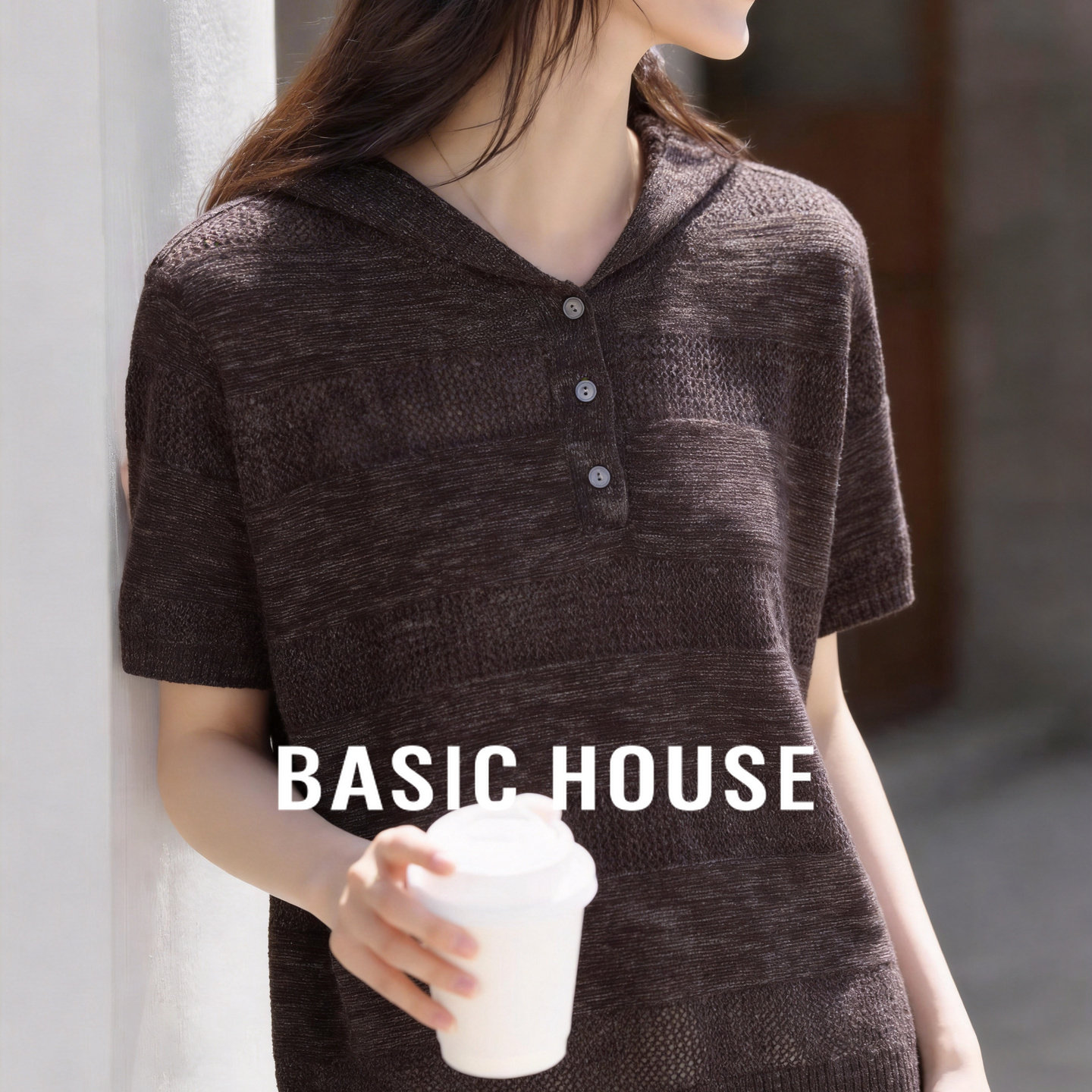 Basic House/百家好针织T恤女夏薄款休闲短袖上衣2026新款通勤