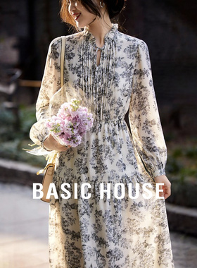 百家好碎花连衣裙女春季2026新款设计感抽腰显瘦高级感气质长裙子