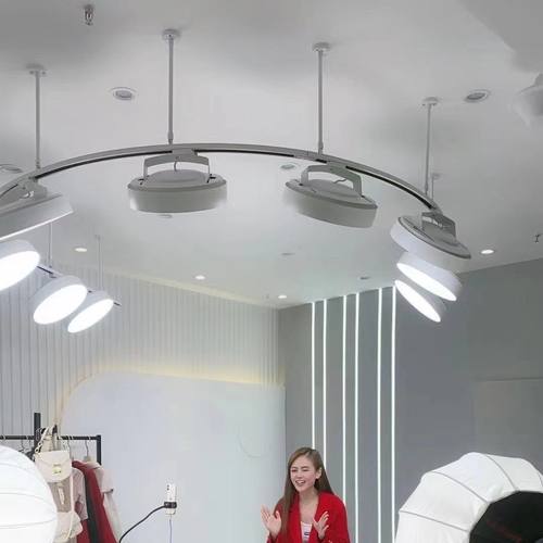 直播间LED轨道灯服装店补光泛光美颜导轨散光摇控调光调色变光灯