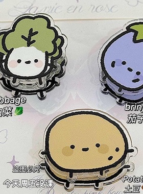 搞怪蔬菜便签夹卡通ins风高颜值双面夹亚克力PP夹收纳夹试卷夹子