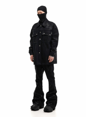 SCD crowd 24秋冬 先锋暗黑造型宽松手工重磅刷蜡长款男女外套