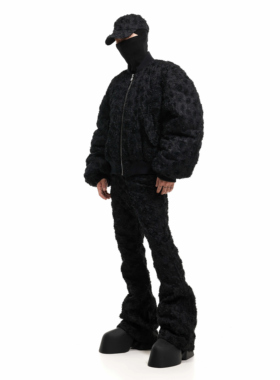 SCD crowd 24秋冬 重磅设计师玫瑰牛仔面料宽松肌肉外套夹克棉服