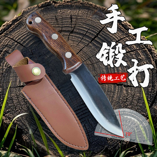 轴承钢一体锻打户外刀小直刀