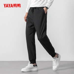 鸭鸭羽绒裤男士2024冬季新品直筒型长裤潮流黑色保暖加厚羽绒裤Q