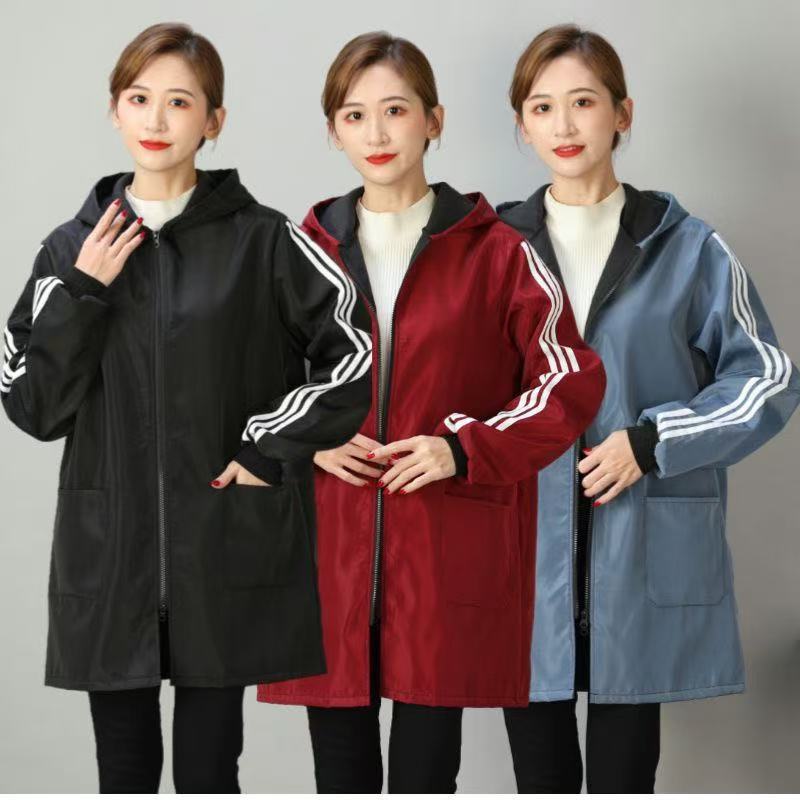 秋冬加绒罩衣女工作洋气长袖围裙防泼水防油劳保耐磨防护服外套男