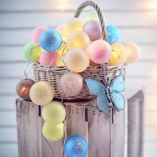 儿童爬爬垫 宝宝棉垫 室内帐篷配件装饰 棉球灯星星灯云朵装饰品