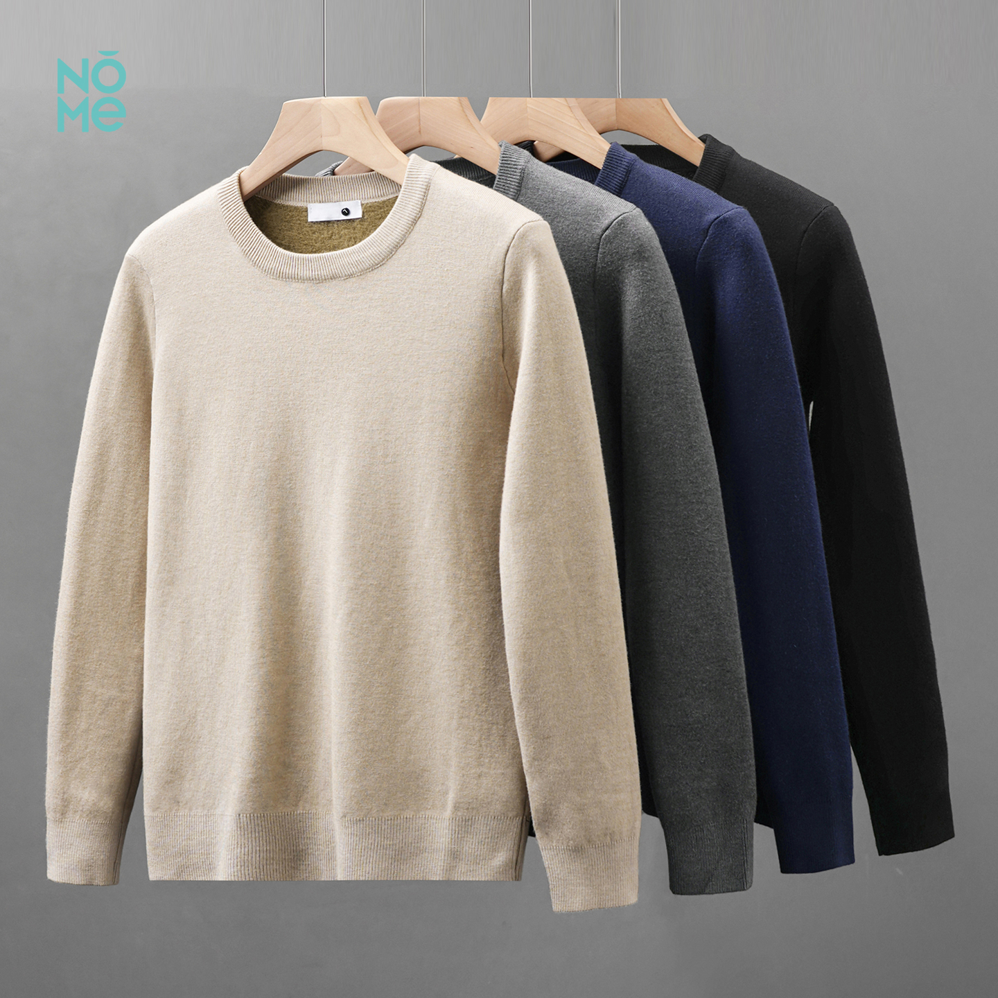 NOME加绒圆领毛衣男冬季加厚保暖