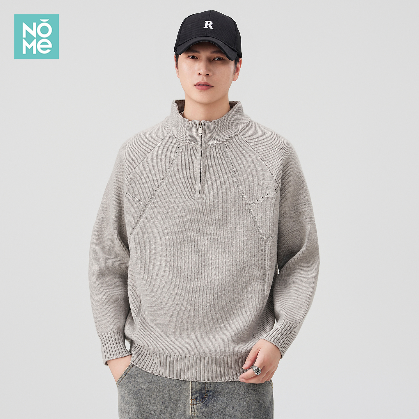 810G重磅半拉链毛衣男秋冬加厚