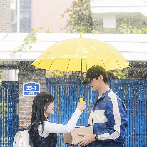 韩剧边佑锡金惠允同款黄色雨伞背着善宰跑简约防风双人14骨长柄伞