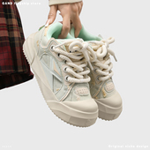 奇安达厚底帆布鞋 丑萌开口笑大头鞋 女2025新款 百搭增高休闲板鞋