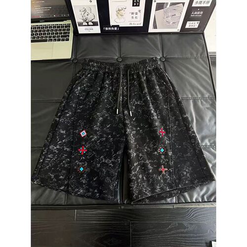 扎染刺绣运动短裤男夏季薄款美式