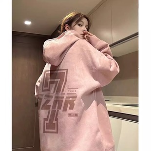 特大码300斤麂皮绒卫衣男女装秋冬季加绒加厚重磅秋冬连帽衫外套2