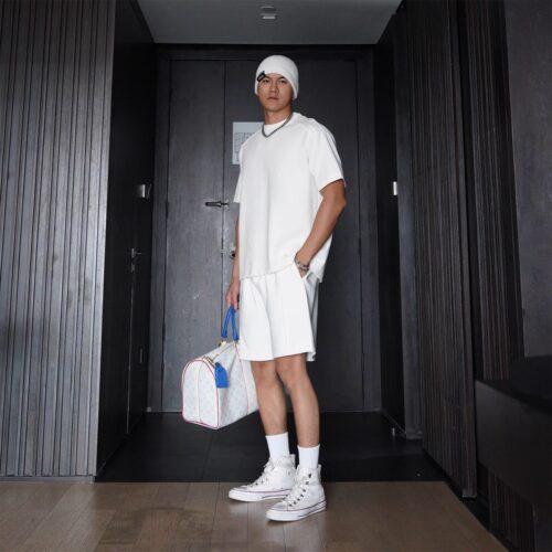 大码300斤男装休闲运动纯色套装