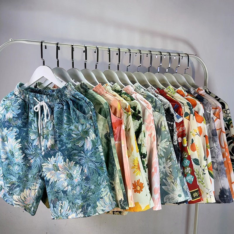 大码300斤夏威夷风运动阔腿短裤