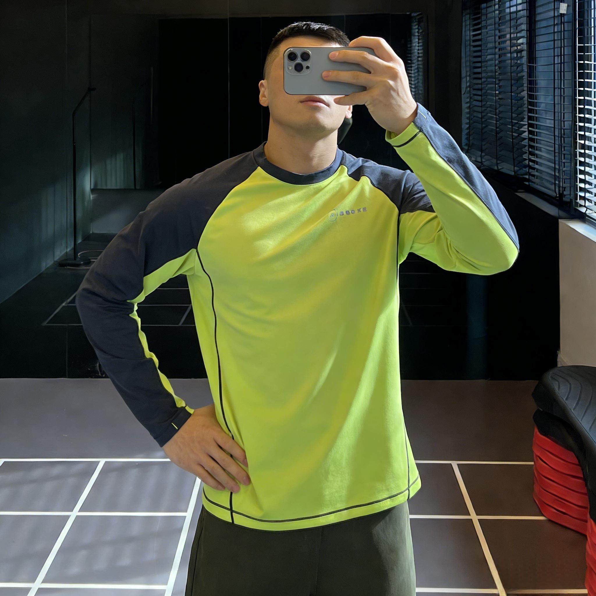 特大码300斤拼接速干长袖t恤男士夏季户外运动防晒骑行服健身上衣