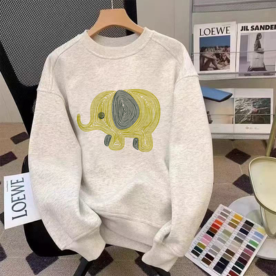 大码300斤白灰色圆领卫衣男女秋