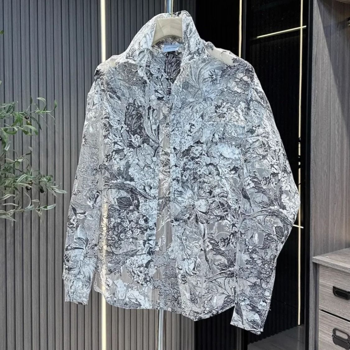 特大码300斤夏季网纱镂空衬衫薄透气防晒衫男女宽松长袖翻领外套.