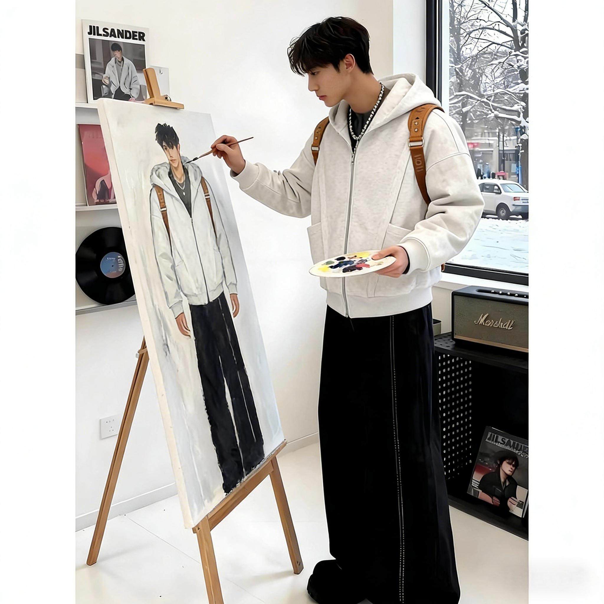 特大码300斤美式解构开衫卫衣男春秋青少年潮牌重磅宽松连帽外套,男装,卫衣,淘宝优惠券,粉丝福利购,淘宝优惠卷