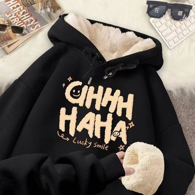 美式字母印花复古重磅连帽卫衣