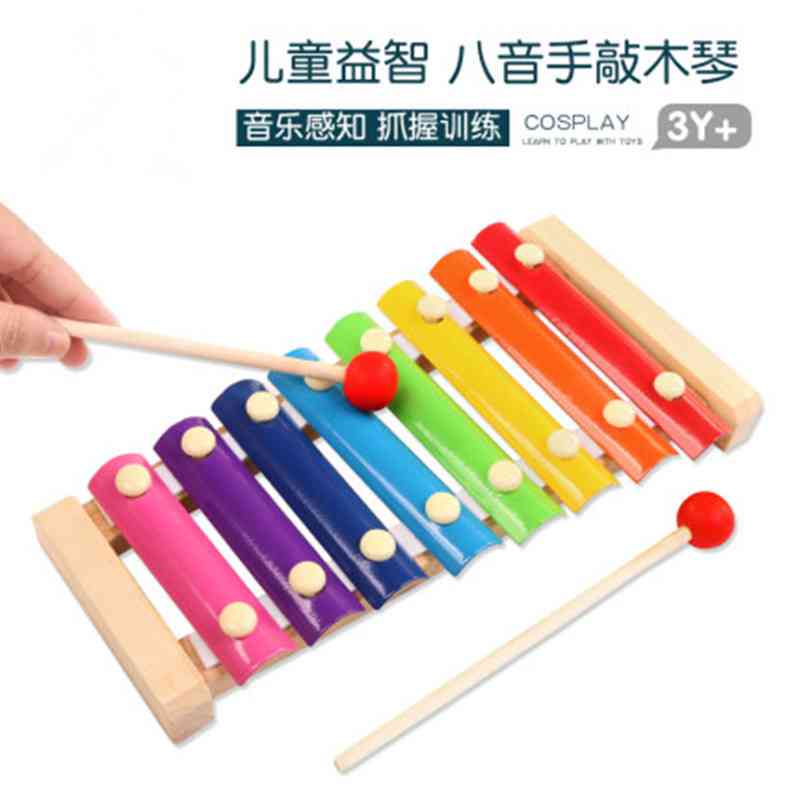 小孩子木质八音琴手敲琴婴幼儿