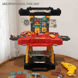 男孩仿真电钻双面拧螺丝工具台宝宝益智拼装儿童螺丝钉工具箱玩具