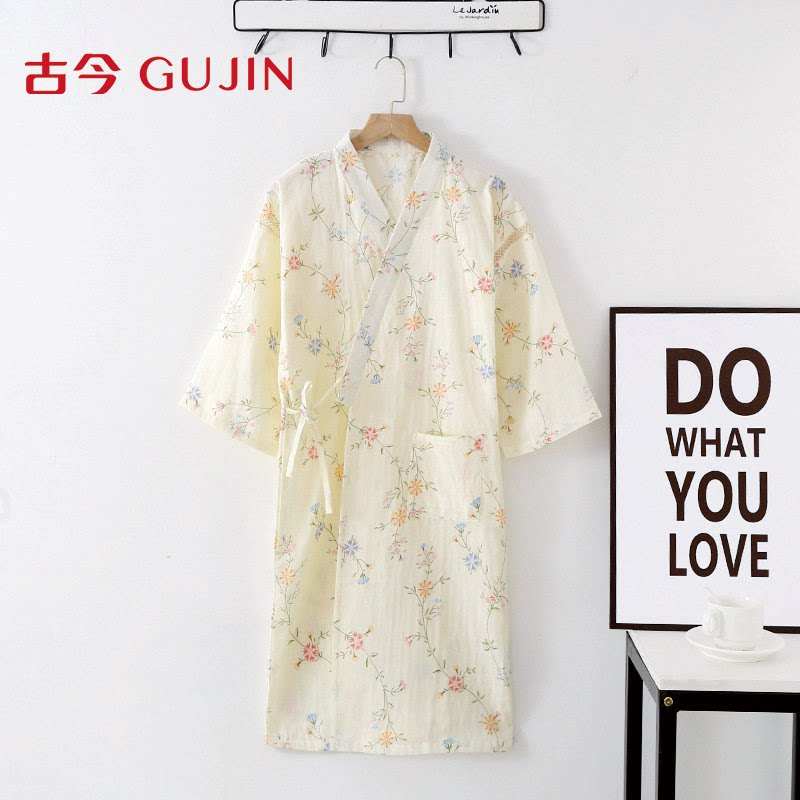 古今睡衣女夏季全棉纱布和服睡袍图片