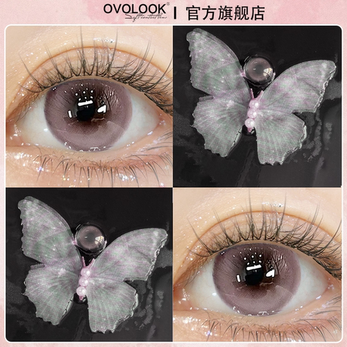 OVOLOOK樱花泡芙粉色半年抛美瞳少女度数隐形眼镜正品官方旗舰店Y