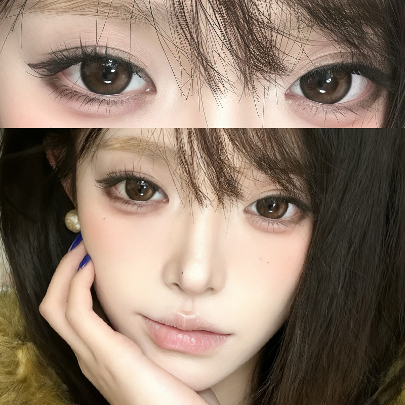 OVOLOOK半年抛美瞳轻轻乌龙三明治大小直径彩色隐形眼镜旗舰店F