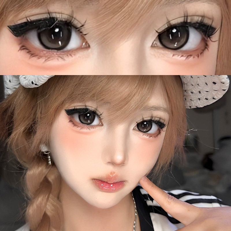 OVOLOOK美瞳日抛10片灰黑色近视大小直径扩瞳满着色隐形眼镜正品X