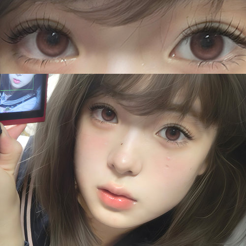 OVOLOOK粉色美瞳日抛4片三明治大小直径正品彩色隐形眼镜旗舰店F