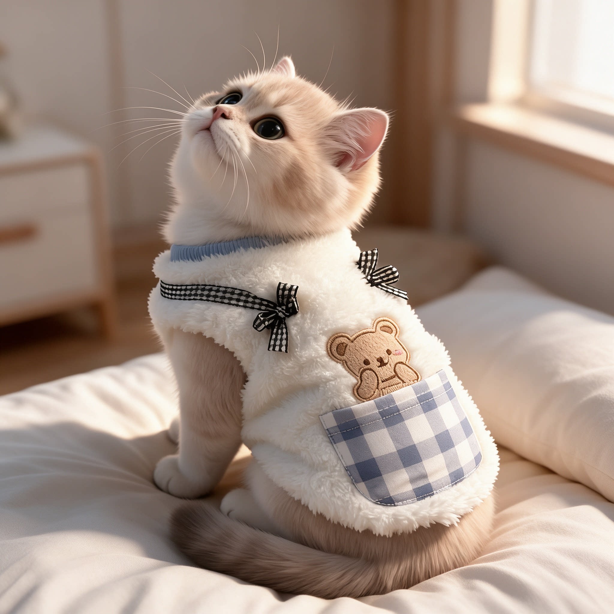 猫咪衣服冬天保暖加厚秋冬装矮脚猫绒衣宠物衣服小猫居家马甲背心