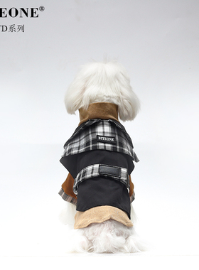 BITEONE 英伦风狗狗猫咪秋冬衣服高领羊毛衫+防水防污防油风衣