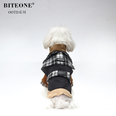 BITEONE 英伦风狗狗猫咪秋冬衣服高领羊毛衫+防水防污防油风衣