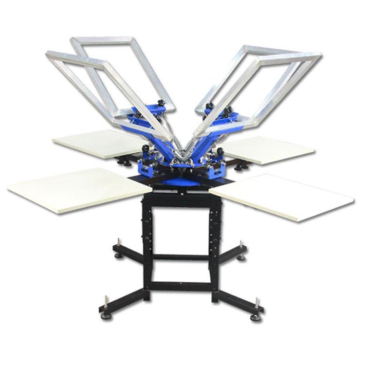 经济型4色4工位立式双轮转丝印机 四色手动丝网印刷机 4色丝印机