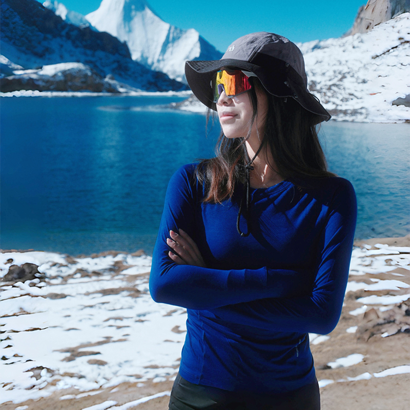 手表窗美利奴羊毛徒步速干长袖