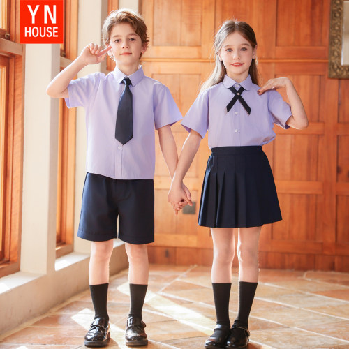 六一合唱演出服小学生校服新款JK班服幼儿园短袖衬衫表演服毕业照