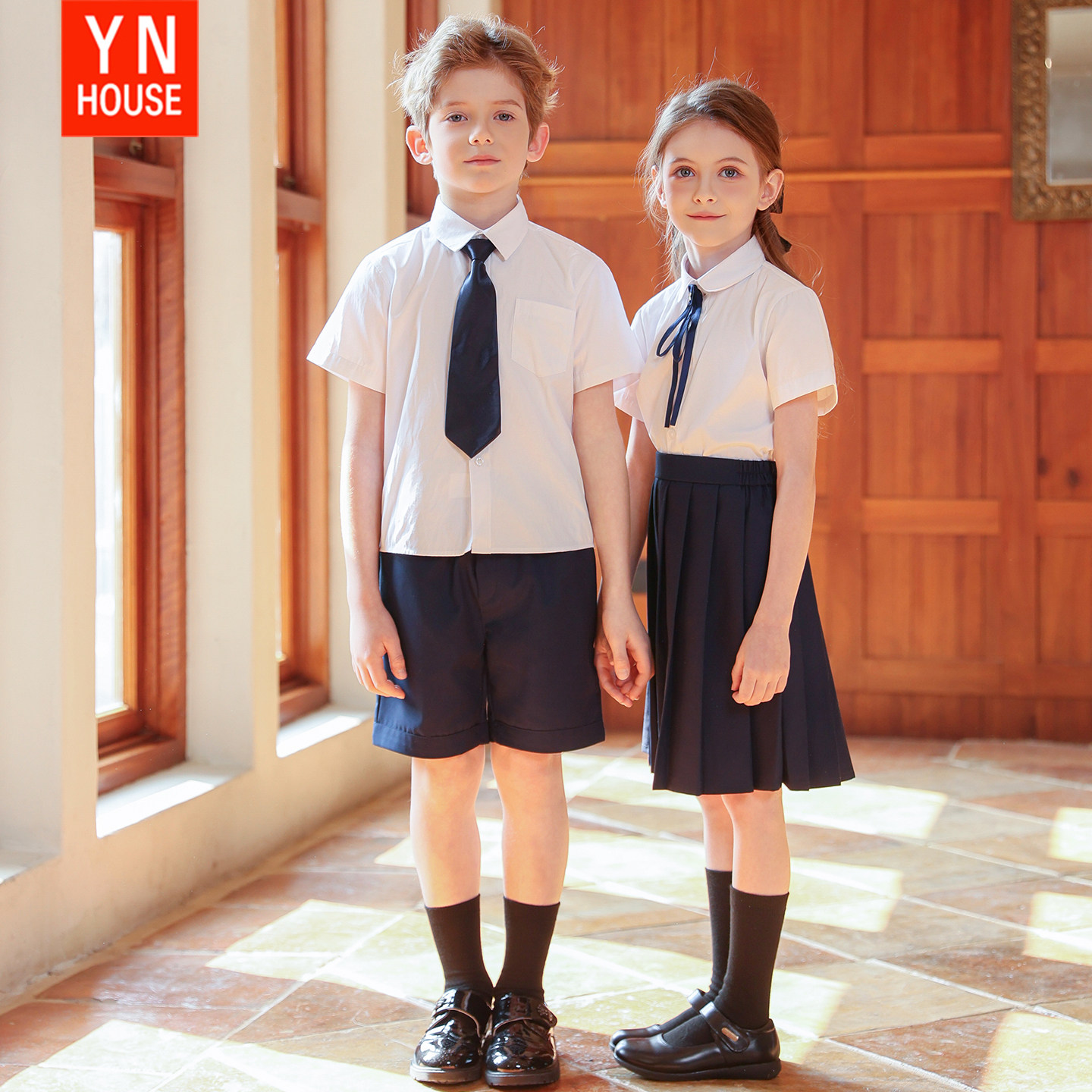 六一儿童合唱演出服小学生夏季班服英伦衬衫套装幼儿园毕业照服装