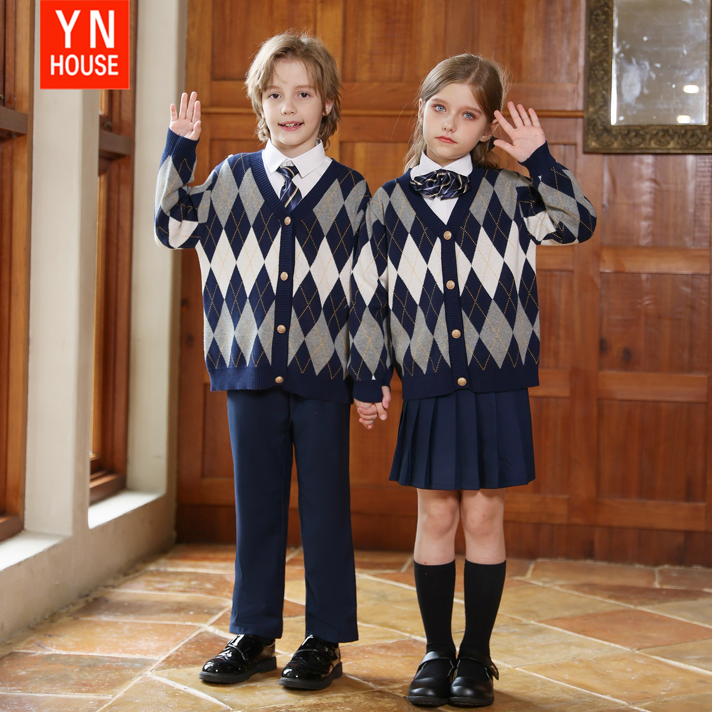 儿童演出服春秋长袖毛衣男女童班服大合唱朗诵表演服开学校服套装