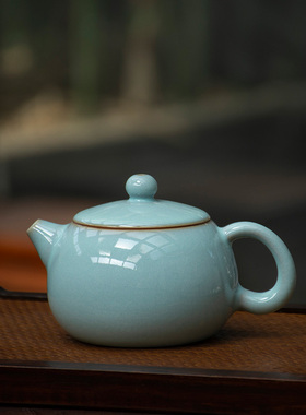 弘宝汝窑国工级大师王振芳全手工西施壶汝瓷茶具陶瓷开片原产地