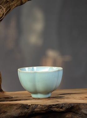 天青汝窑茶杯主人杯单杯茶具杯子弘宝汝瓷家用品茗杯大号茶盏茶碗