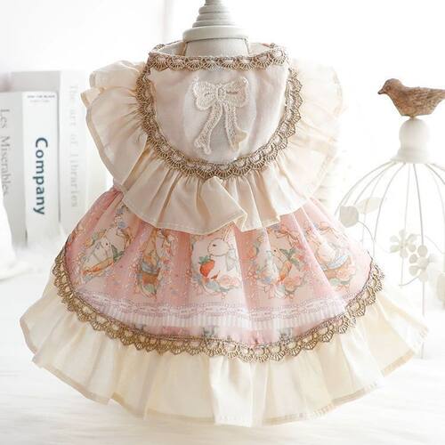 狗狗衣服春夏款猫咪公主裙高定洛丽塔金边兔子小型犬泰迪宠物