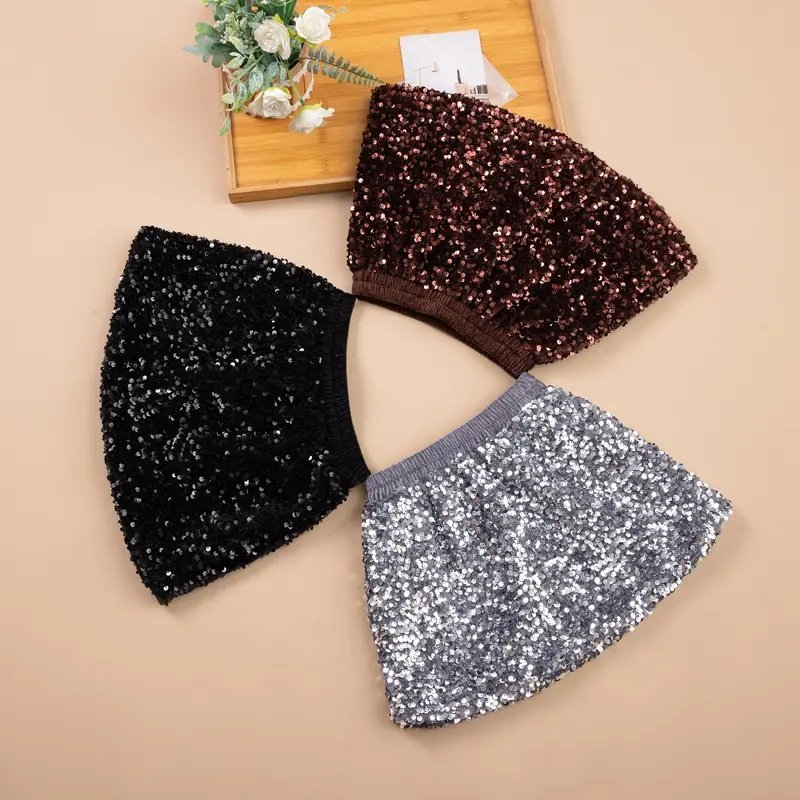 女童半身裙秋冬2025新款儿童包臀丝绒裙子亮片闪闪小女孩A字短裙