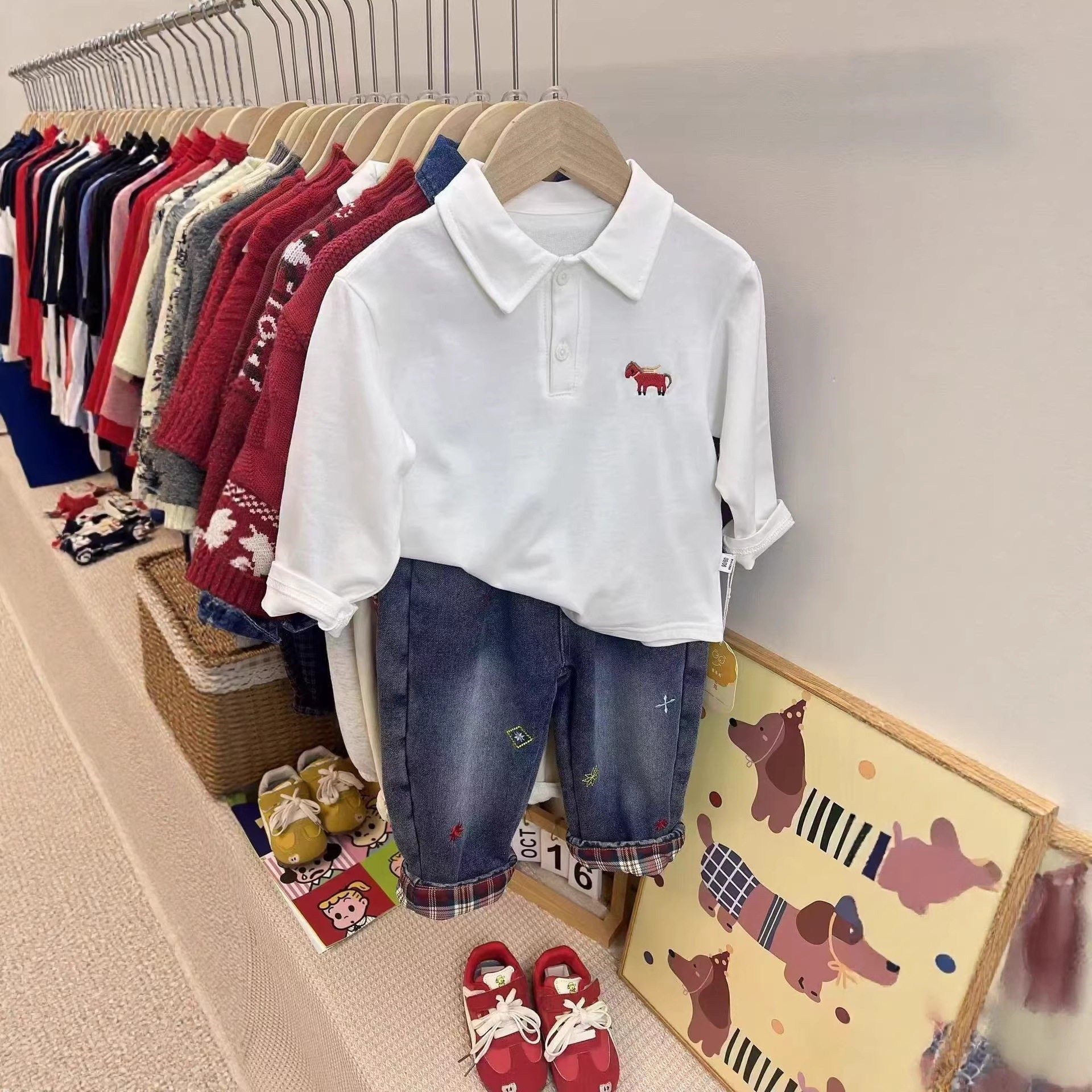 春季新款男童纯棉POLO衫长袖T恤秋装春秋款童装儿童翻领打底衫