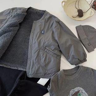 帅气时尚韩国童装男童加绒外套秋冬款洋气保暖冬款痞帅儿童上衣.