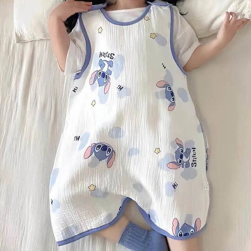 夏季纯棉纱布宝宝背心睡袋防踢