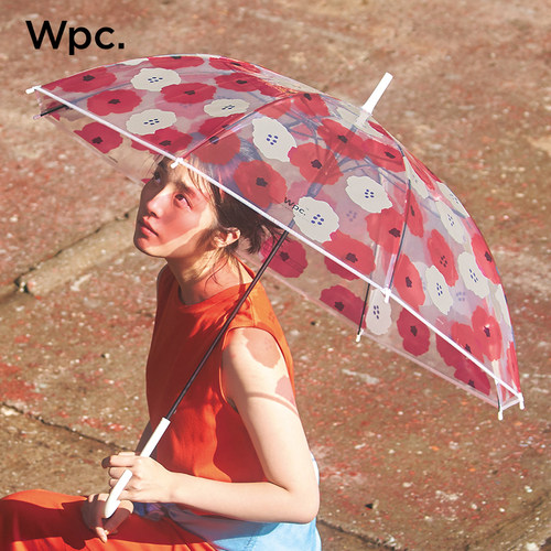 Wpc.日系清新印花长柄透明雨伞